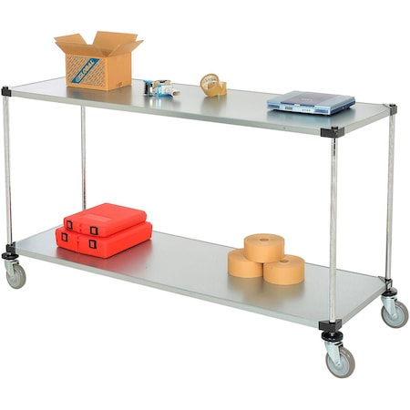 Nexel 2 Shelf Cart, Galvanized, 72inW x 24inD x 39inH, Polyurethane Casters 188886
